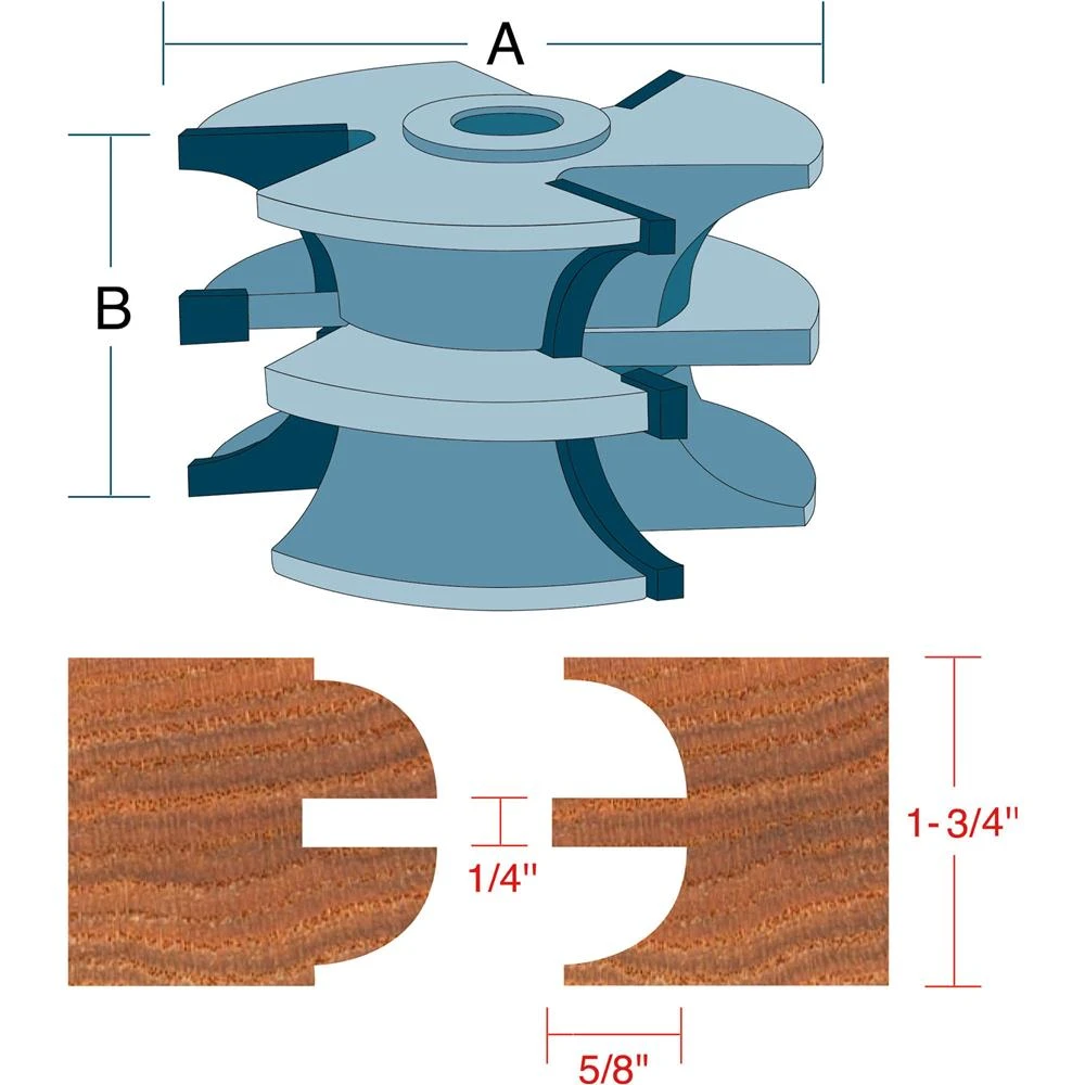 Shop Fox Stile Rail Quarter Round Set Entry Door 3/4 Bore Shaper Cutter (DC2172) — product image 4