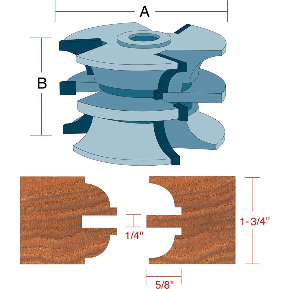 Shop Fox Stile Rail Quarter Bead Set Entry Door Router Bits Carbide (DC2175) — product image 5