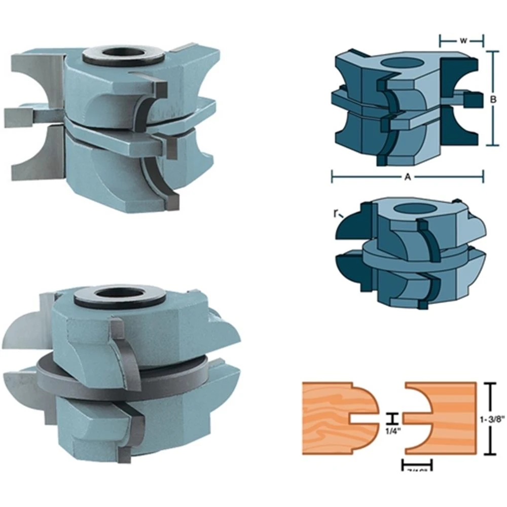 Shop Fox Stile Rail Quarter Round Set Passage Door Router Bits Carbide (DC2182)
