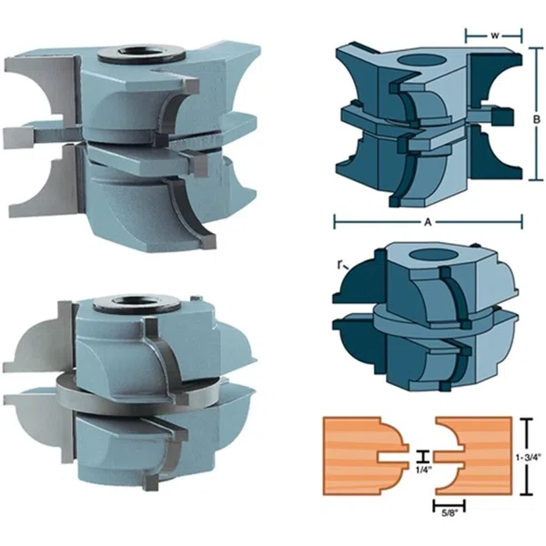 Shop Fox Stile Rail Quarter Bead Set Entry Door Router Bits Carbide (DC2190)