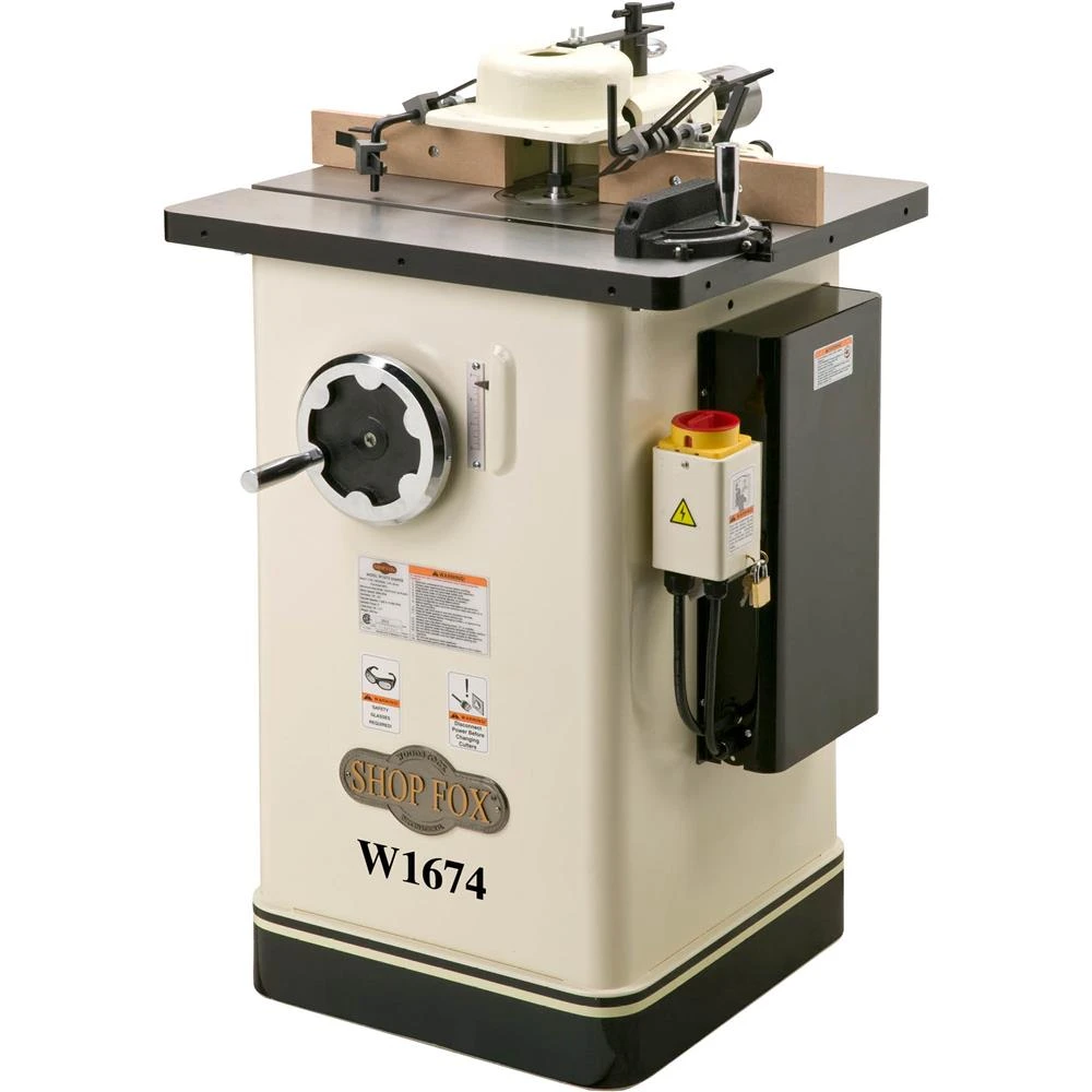 Shop Fox 2 HP Shaper with Cast-Iron Table and Dual Spindles (W1674)