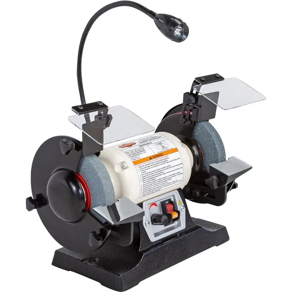 Shop Fox 6" Variable Speed Grinder with Work Light Dual Aluminum-Oxide Wheels (W1839)