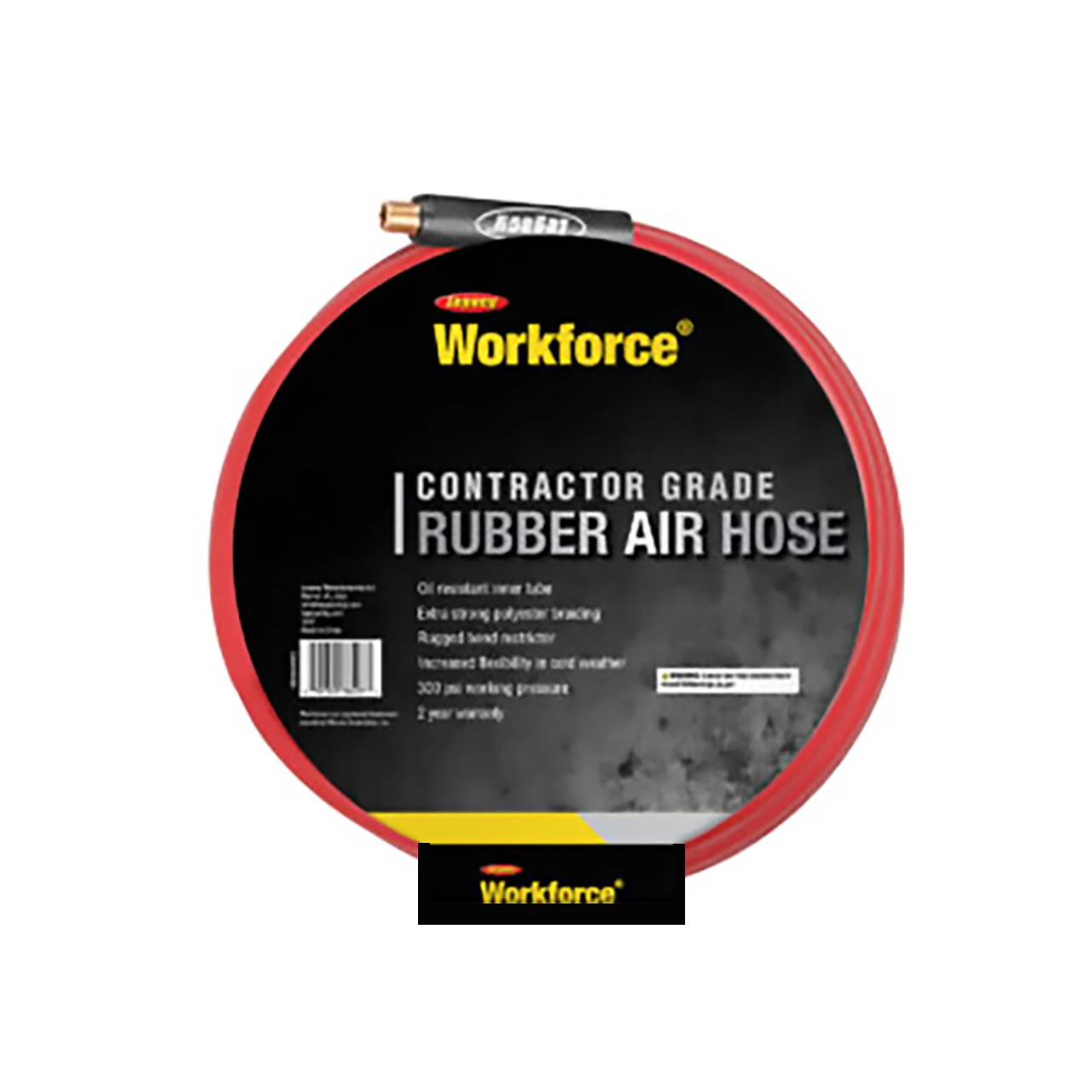 Workforce Rubber Air Hose - Red, Reinforced Synthetic, 300 PSI (HRE1450RD2)