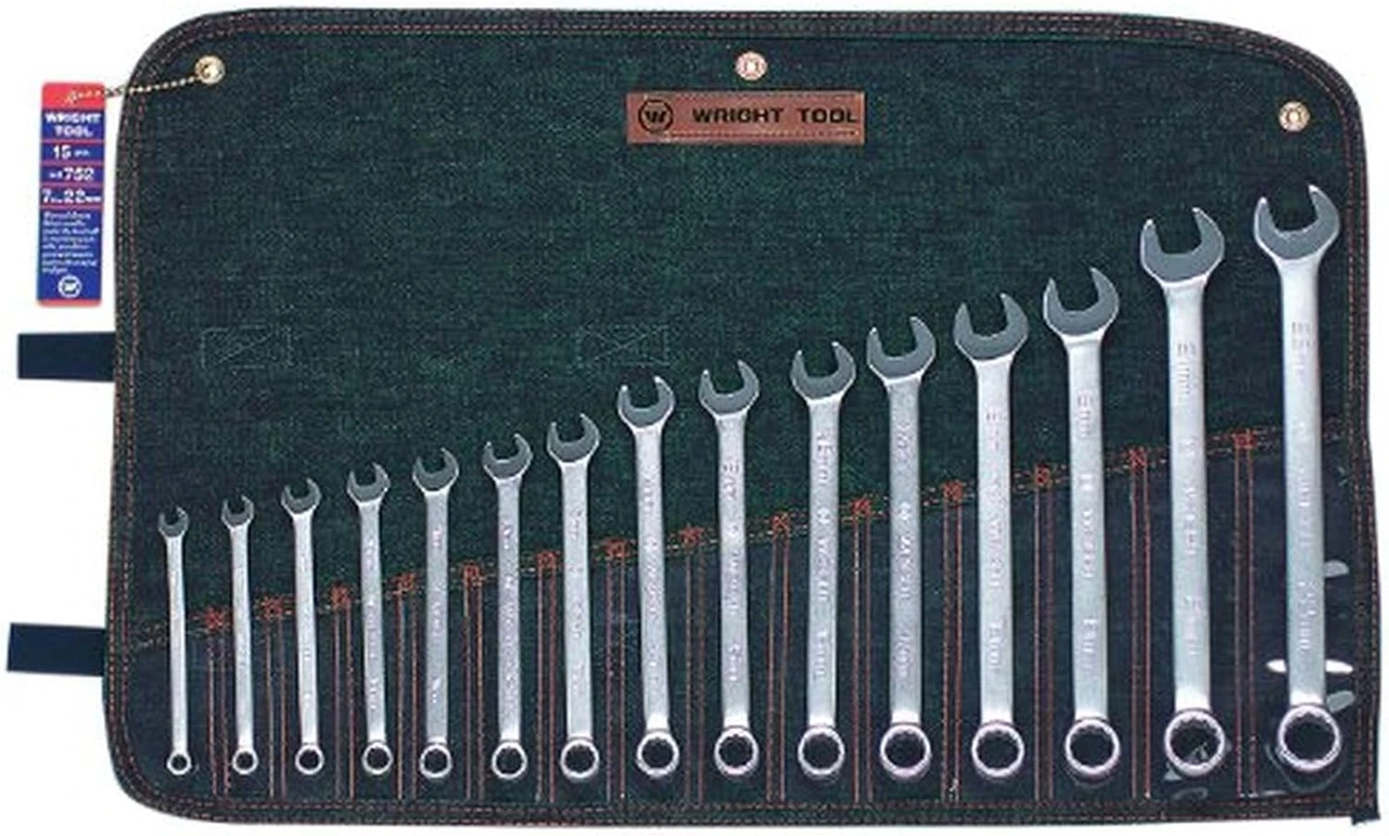 Wright Tool 12 Point Metric Combination Wrench Set, 7Mm - 22Mm (15-Piece) , Silver (752)