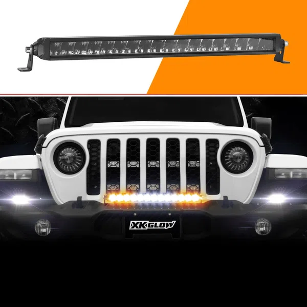 XKGLOW 20" Fog + Strobe + High Beam LED SAE Light Bar Add-on Without Switch + Wire (XK064020-DFS)