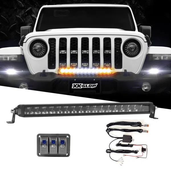 XKGLOW 20" Razor Light Bar Fog + Strobe + High Beam Driving Kit w/ Switch & Wire (XK064020-DFS-KIT)