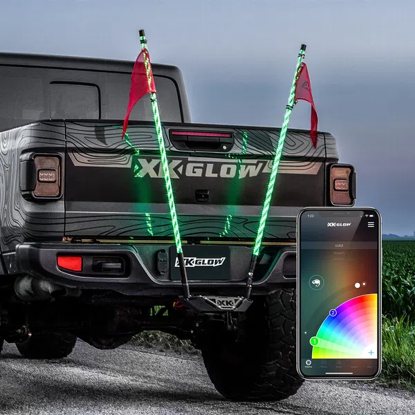 XKGLOW 2pc 4ft LED Whip Kit with Hitch Receiver Step Mount (XK-HITCH-WHIPB)