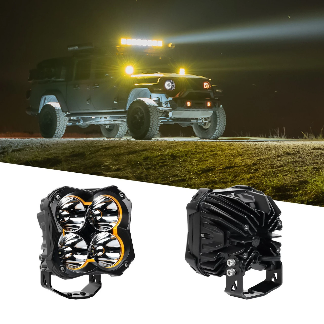 XKGLOW 2pc 5in 48W Spot Beam Offroad Cube Light Kit (XK067005-KIT)