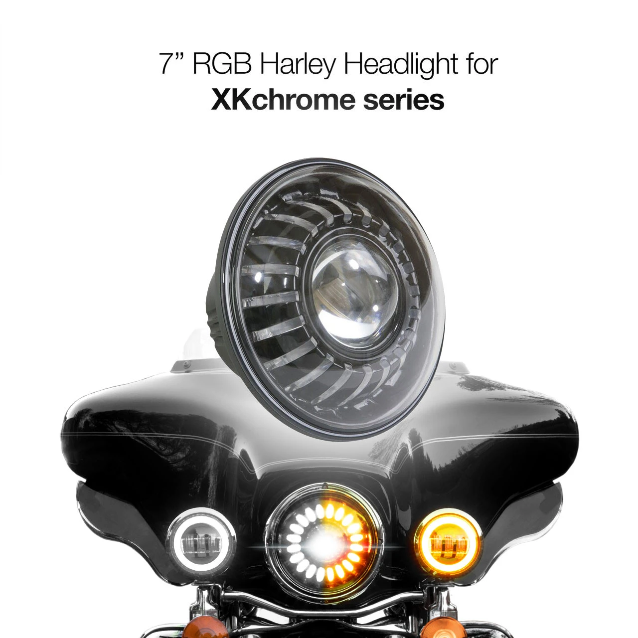 XKGLOW 7" RGB LED Headlight XKchrome Add-On Kit (XK-7IN-HD-NC)