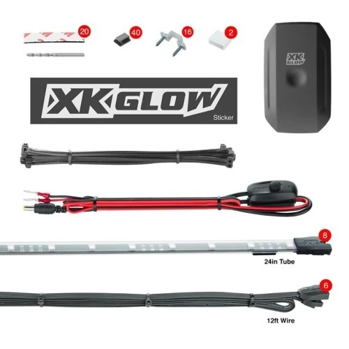 XKGLOW 8x24" Tubes XKchrome Car Standard Kit Dash Controller (KS-Car-Standard-DM)