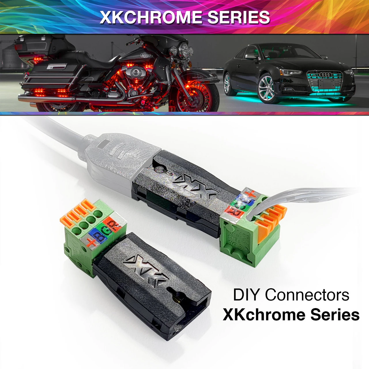XKGLOW XKchrome 2 4-Pin DIY Hardwire Connectors (XK-4P-DIY)