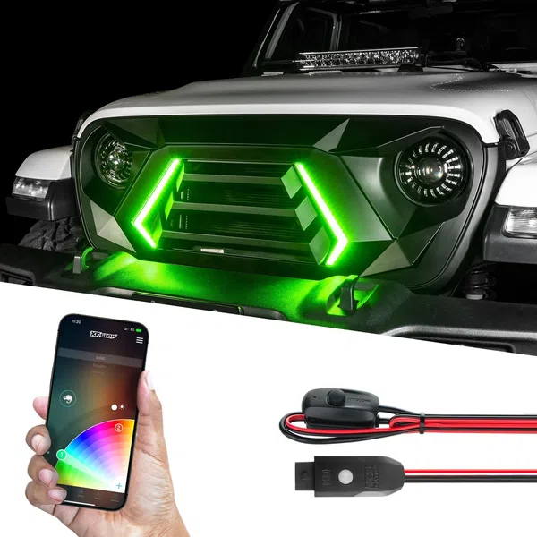 XKGLOW XKchrome LED Grill Kit for Jeep Wrangler JK/JL/Gladiator JT (XK-GRILL-JK1, XK-GRILL-JL1)