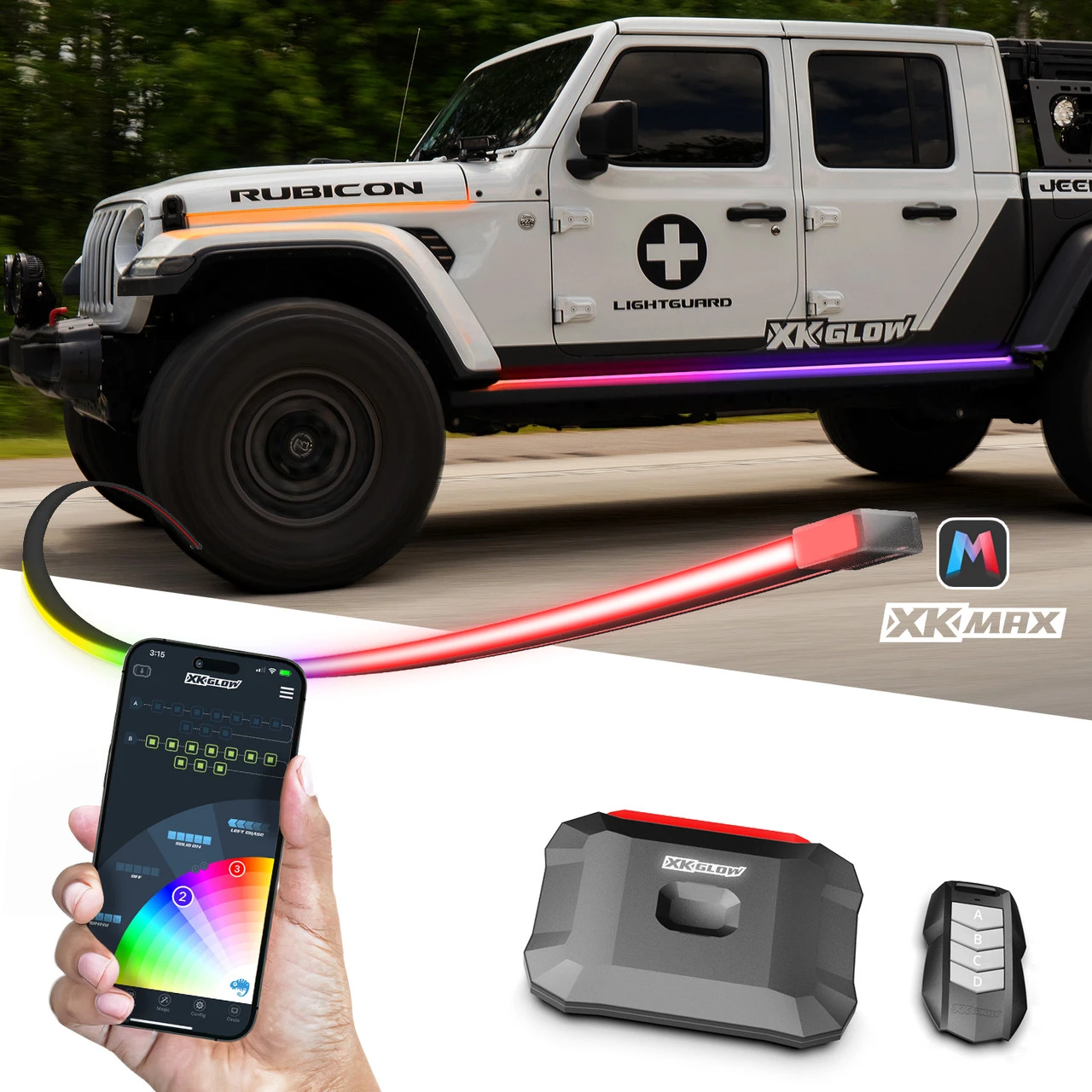 XKGLOW XKmax Atomix RGB LED Light Strip Kit for Jeep (MX-BG-JP-ADV, MX-BG-JP-STA)