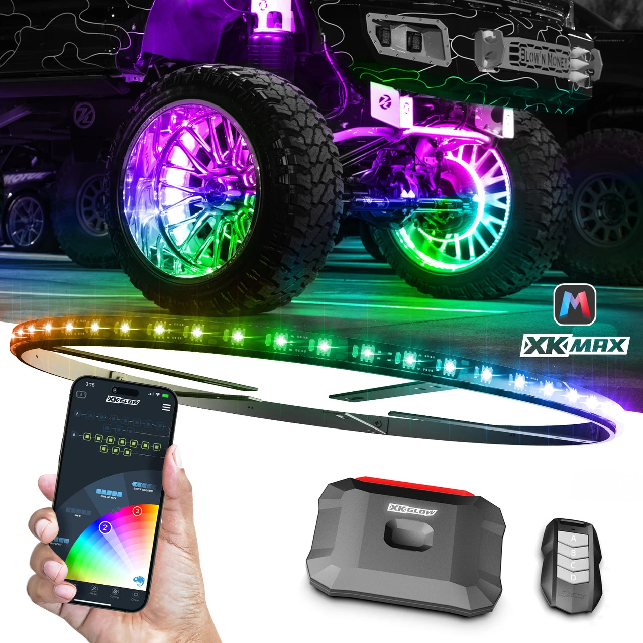 XKGLOW XKmax RGBW LED Wheel Ring Light Kit Chasing Color App Control (MX-WHEEL-KIT)