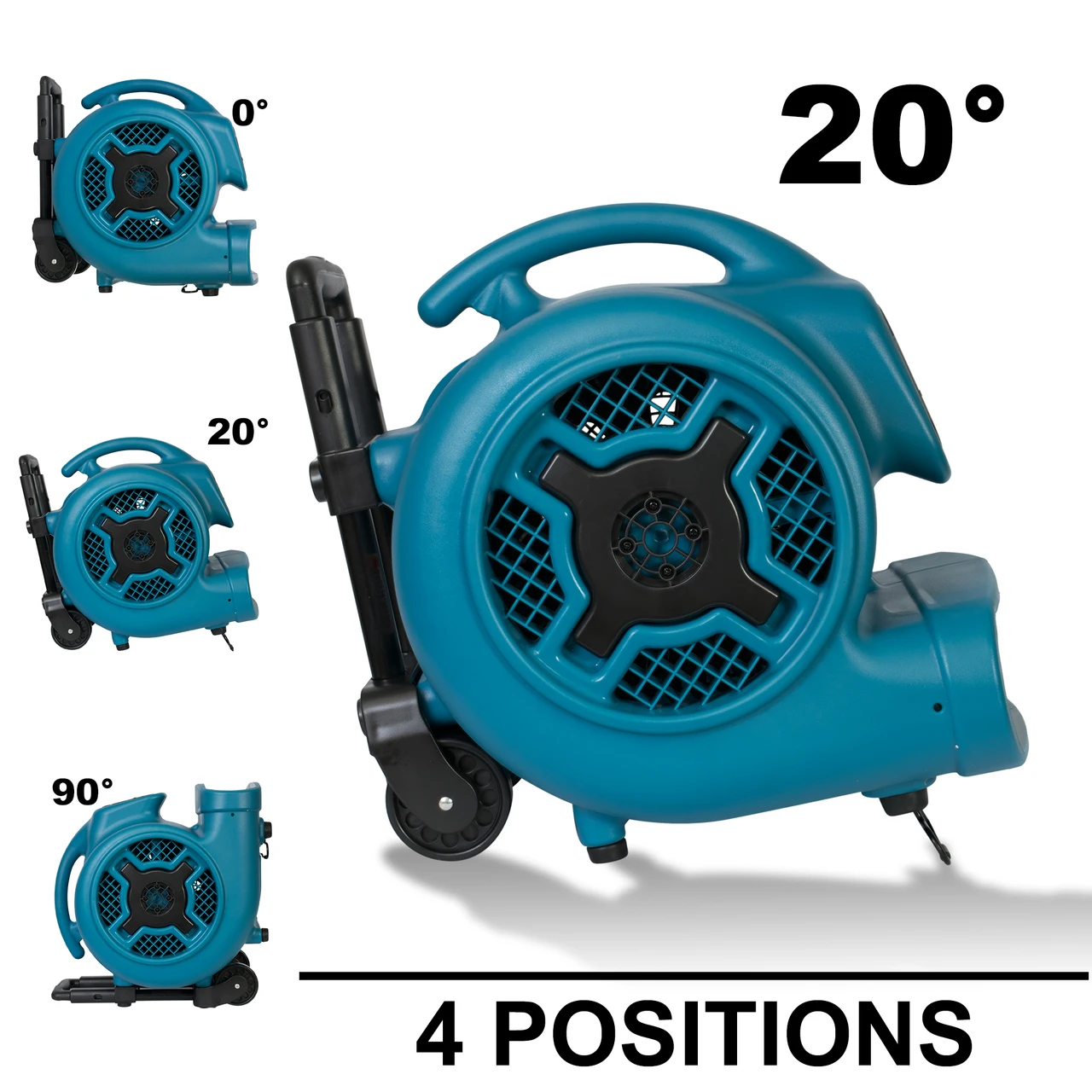 XPOWER 3/4 HP 3200 CFM Air Mover with Telescopic Handle and Wheels (P-800H-Blue) — product image 2