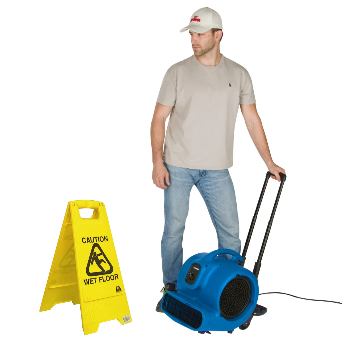 XPOWER 3/4 HP 3200 CFM Air Mover with Telescopic Handle and Wheels (P-800H-Blue) — product image 4