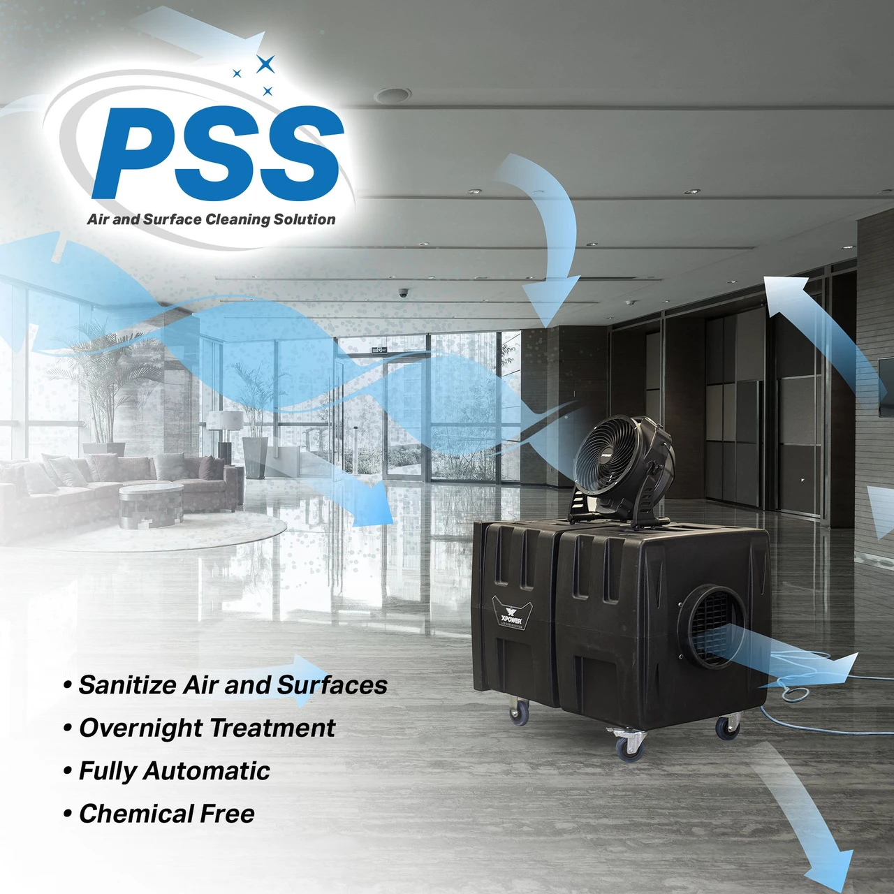 XPOWER Everest PLUS Sanitizing System 2000 CFM HEPA Air Mover Ozone Timer (PSS4) — product image 6