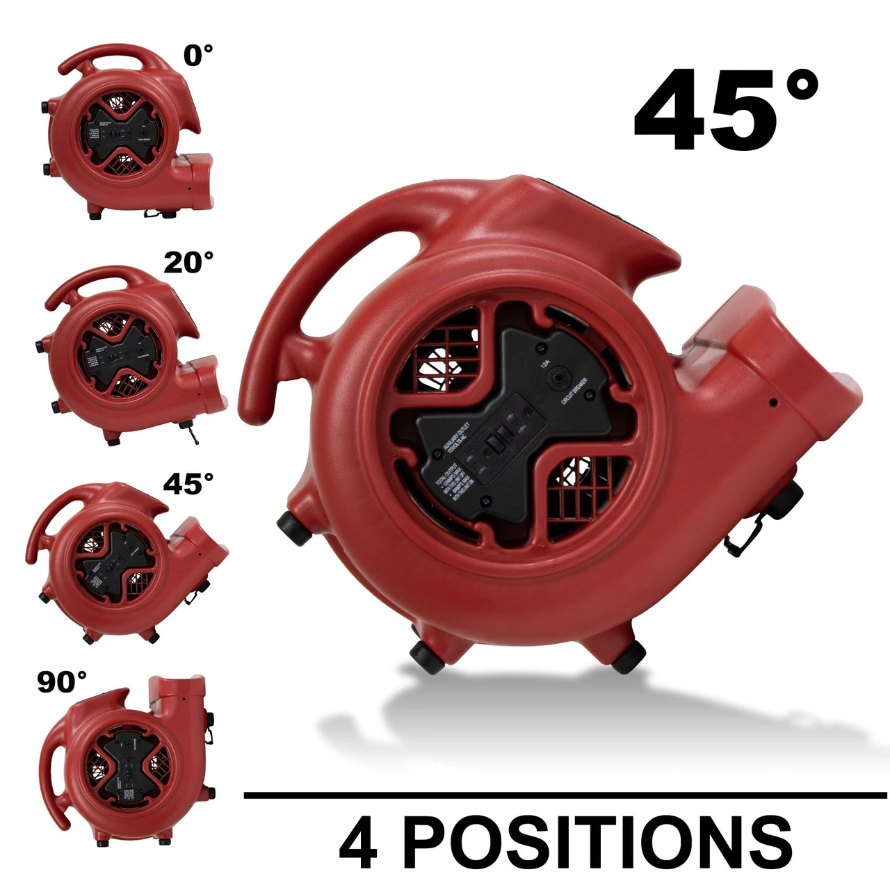 XPOWER High Performance 1/3 HP Air Mover with Daisy Chain (X-600A-Red) — product image 7