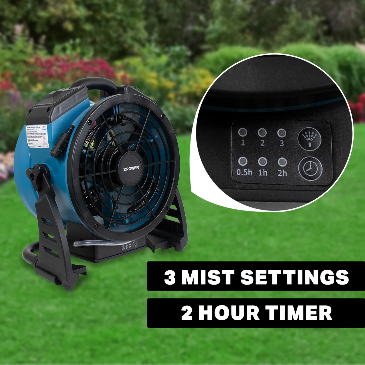 XPOWER Multi-purpose Battery Powered Misting Fan and Air Circulator (FM-65WB) — product image 2