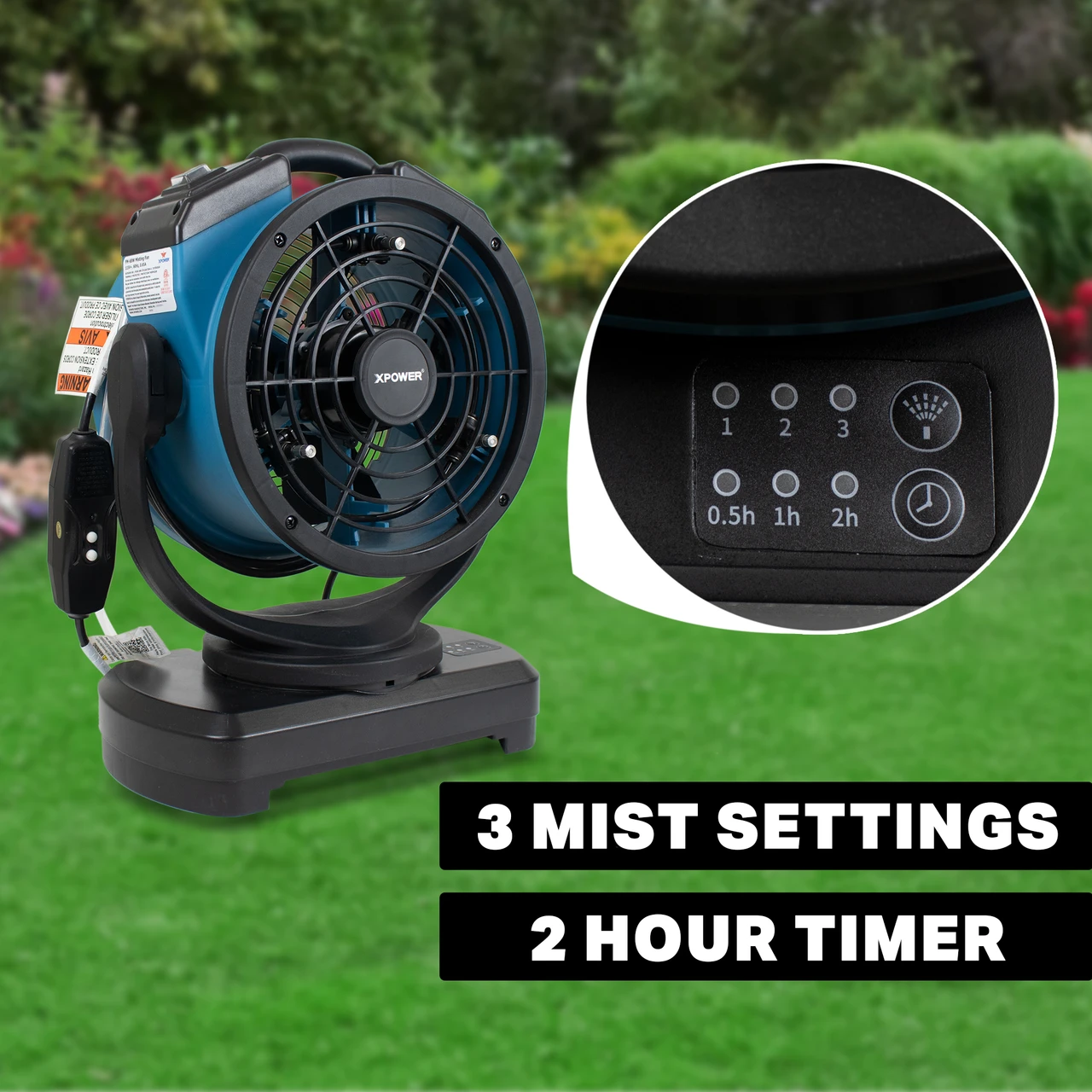 XPOWER Multi-Purpose Oscillating Misting Fan with Built-In Water Pump (FM-68W) — product image 3
