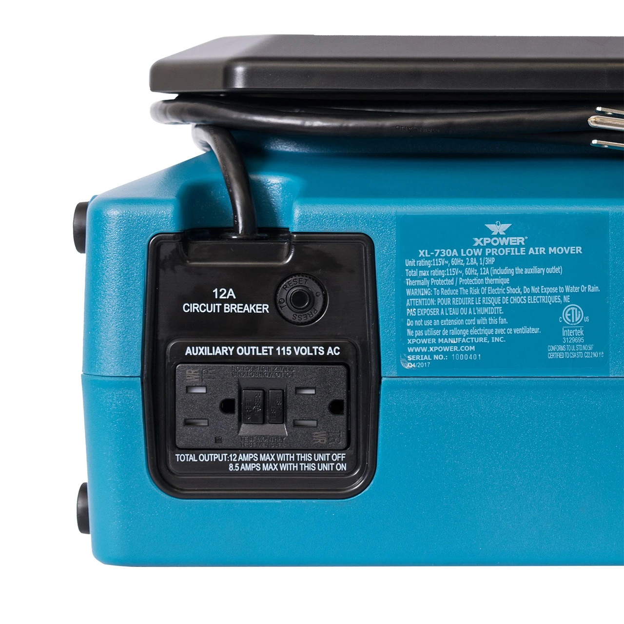 XPOWER Professional Low Profile Air Mover with 1/3 HP Motor (XL-730A) — product image 10