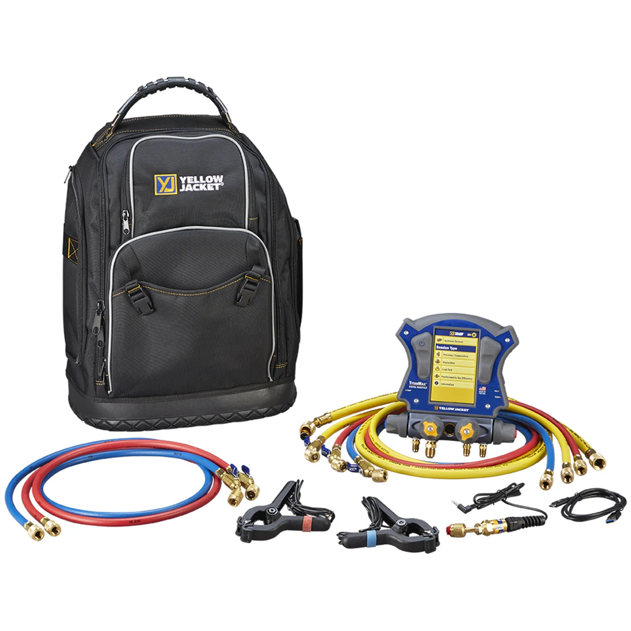 Yellow Jacket Digital Manifold Backpack Kit With Set Of 6 Plus Ii Hoses (40885)