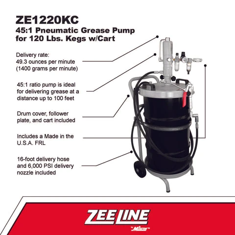 Zeeline 45:1 Grease Pump For 120 Lbs. Kegs Package W/Cart (ZE1220KC) — product image 2