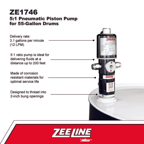 Zeeline 5:1 Pneumatic Piston Pump For 55-Gallon Drums (ZE1746) — product image 2