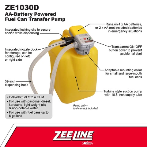 Zeeline AA Battery Powered Fuel Can Transfer Pump (ZE1030D) — product image 2
