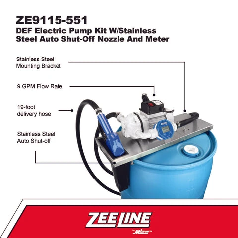 Zeeline Def Electric Pump Kit W/Stainless Steel Auto Shut-Off Nozzle And Meter (ZE9115-551) — product image 2