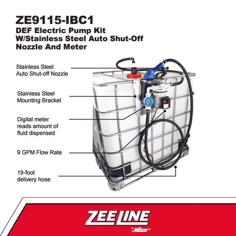 Zeeline Def Electric Pump Kit W/Stainless Steel Auto Shut-Off Nozzle And Meter (ZE9115-IBC1) — product image 2