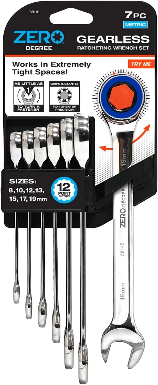 Zero Degree Gearless Ratchet Wrench Set - , Metric, 7 Pc (38141)
